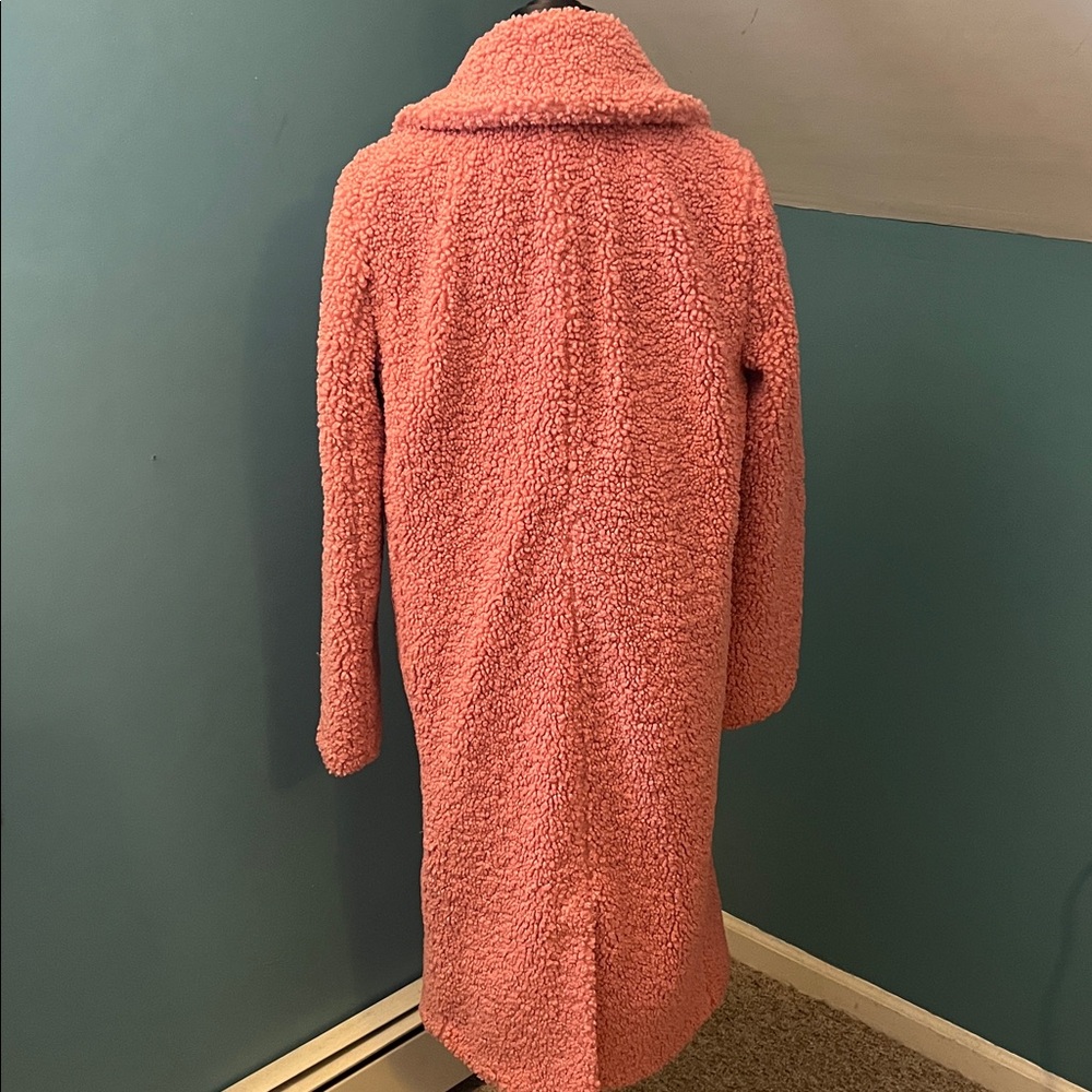 J Crew Pink Double-breasted Teddy Sherpa Topcoat Size Medium - Picture 11 of 16